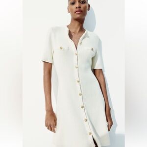 H&M Cream Button-Up Dress